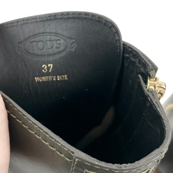 NWOB Tod's Green Leather Lace Up Heeled Boots - Picture 9 of 12